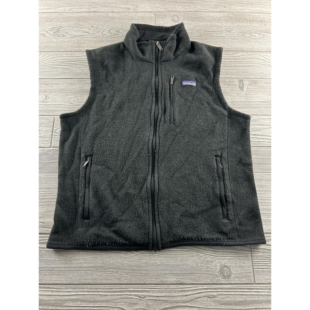 Patagonia Mens Better Sweater Fleece Vest Black Full Zip Mock Neck K429 Large